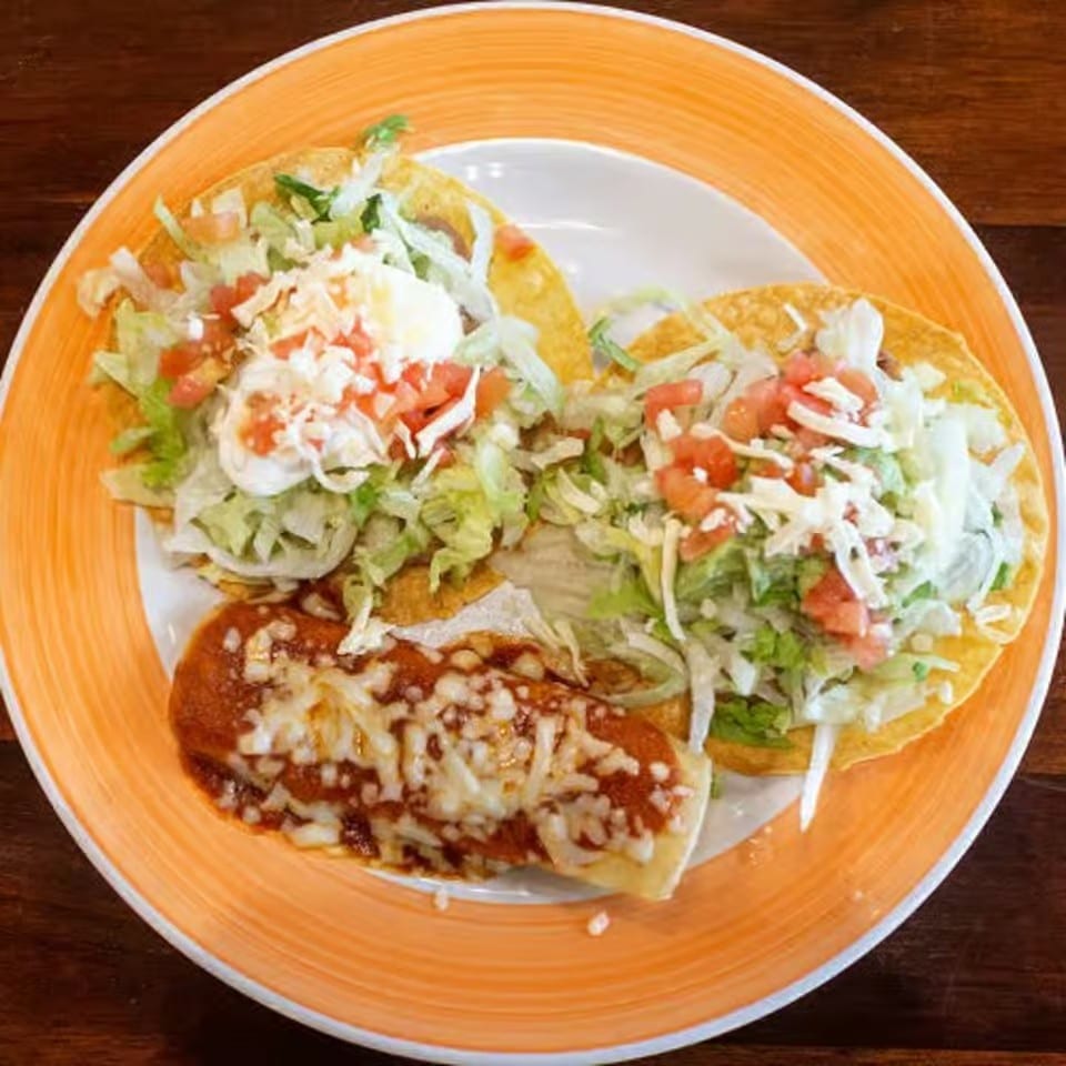 Cheese Enchilada, Bean Tostada, and Chalupa.